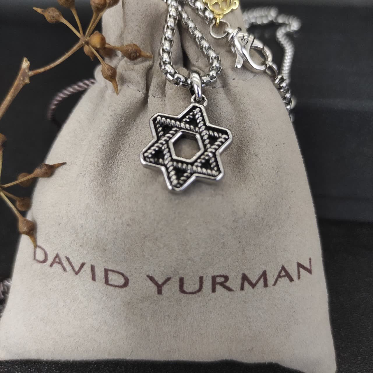 David Yurman Silver Star of David Pendant Necklace